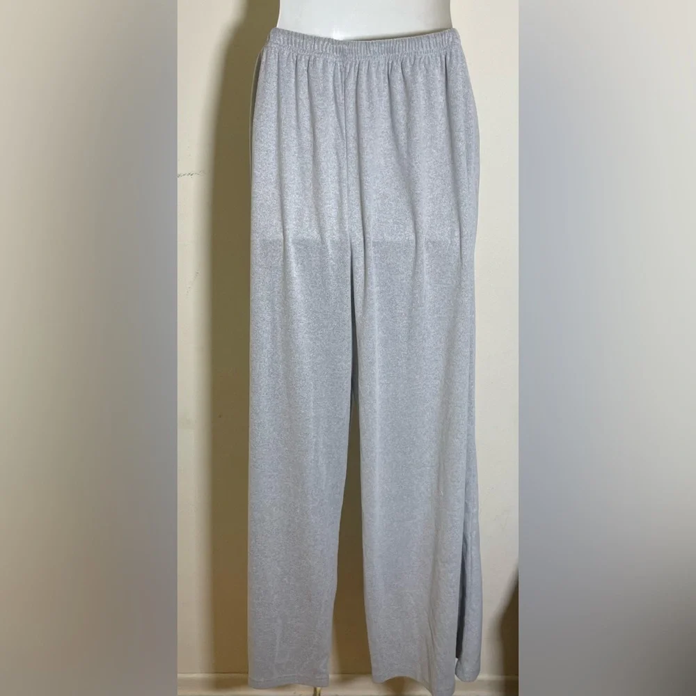 Sz L(8-10) ladies Shein Gray Wide-Leg Sweatpants with pockets &drawstring fleece - Picture 7 of 11